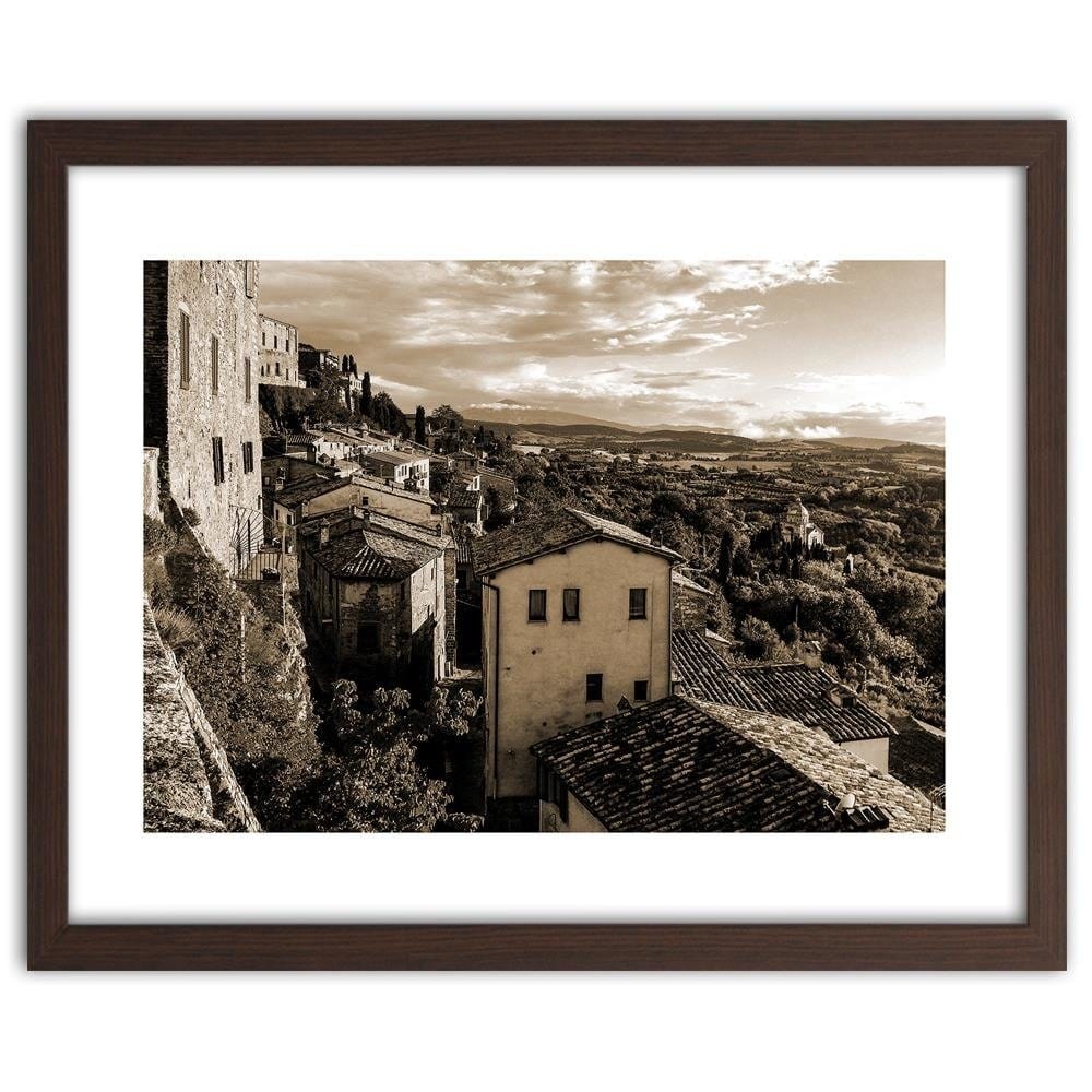 Glezna brūnā rāmī - Buildings In Tuscany 1 Home Trends DECO