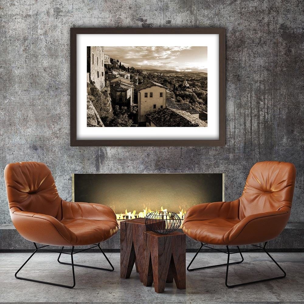Glezna brūnā rāmī - Buildings In Tuscany 1 Home Trends DECO