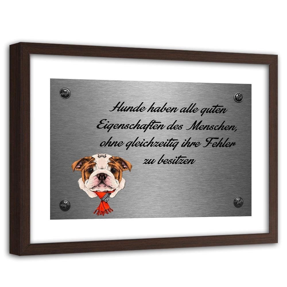 Glezna brūnā rāmī - Bulldog With A Red Shawl Home Trends DECO