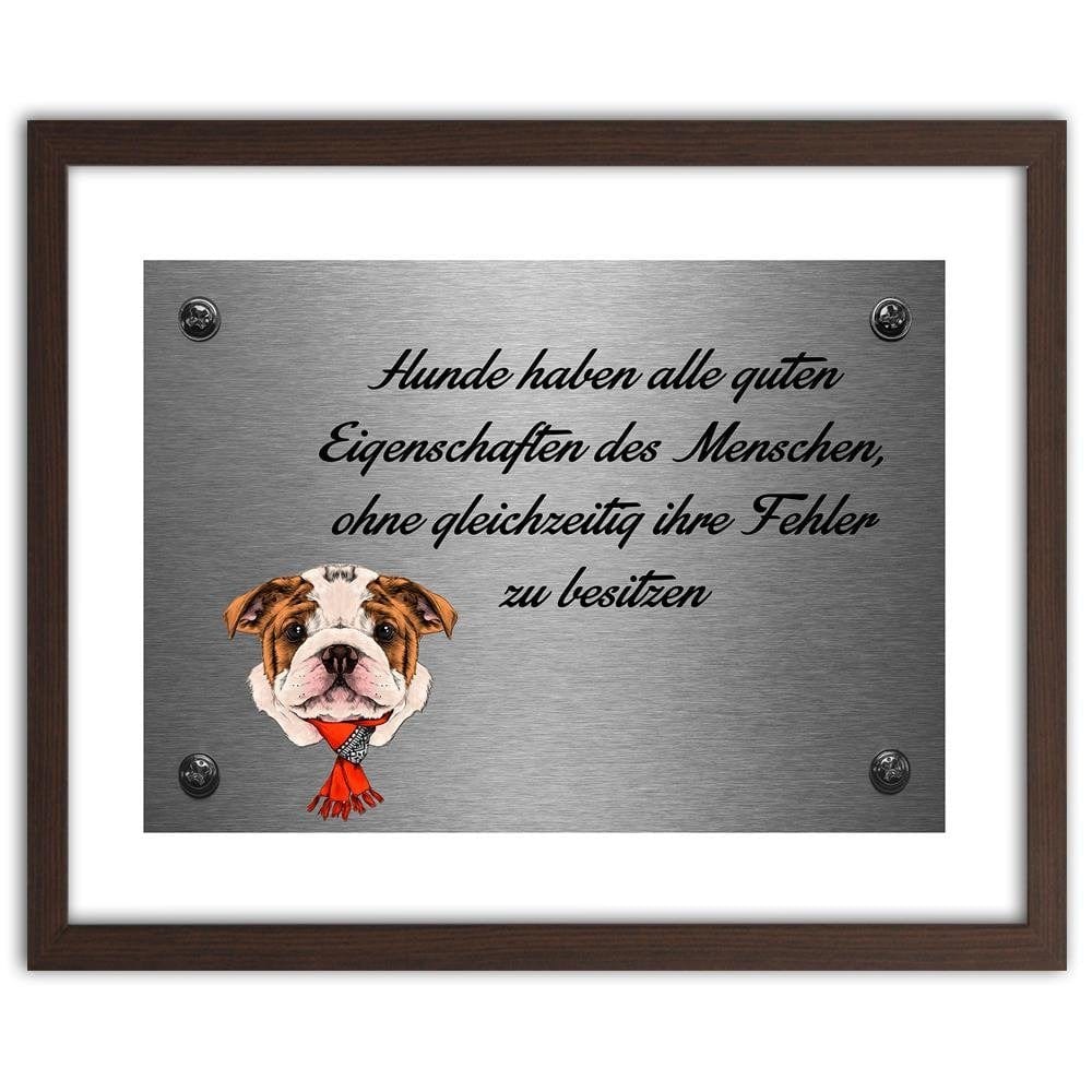 Glezna brūnā rāmī - Bulldog With A Red Shawl Home Trends DECO
