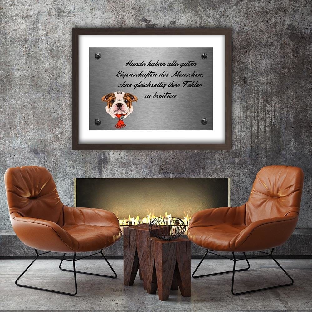 Glezna brūnā rāmī - Bulldog With A Red Shawl Home Trends DECO