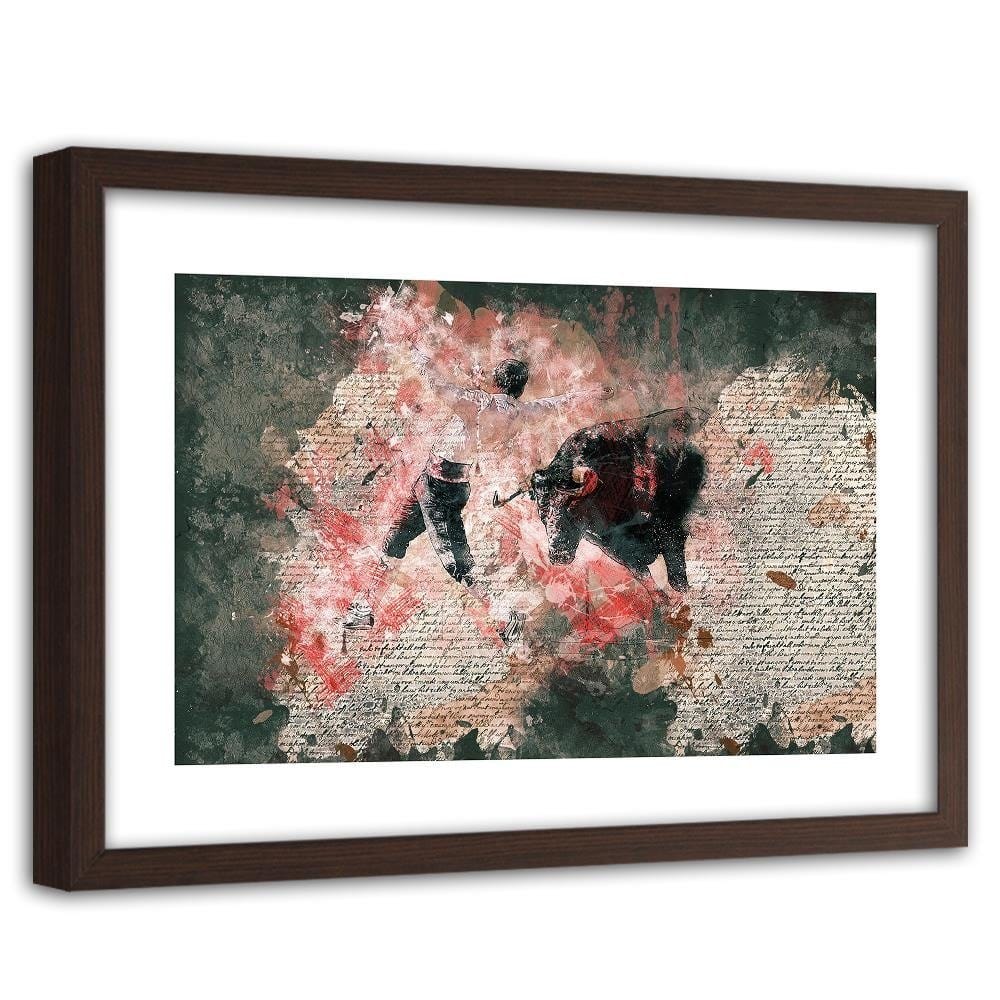 Glezna brūnā rāmī - Bullfighting Abstraction Home Trends DECO