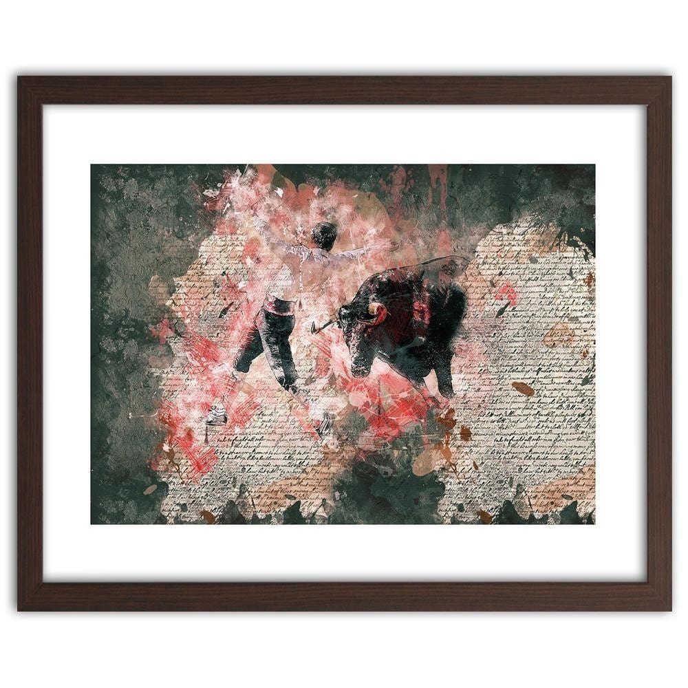 Glezna brūnā rāmī - Bullfighting Abstraction Home Trends DECO
