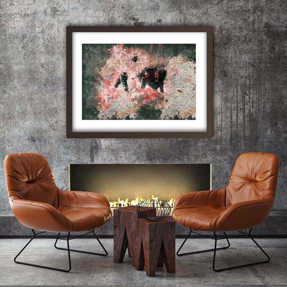 Glezna brūnā rāmī - Bullfighting Abstraction Home Trends DECO