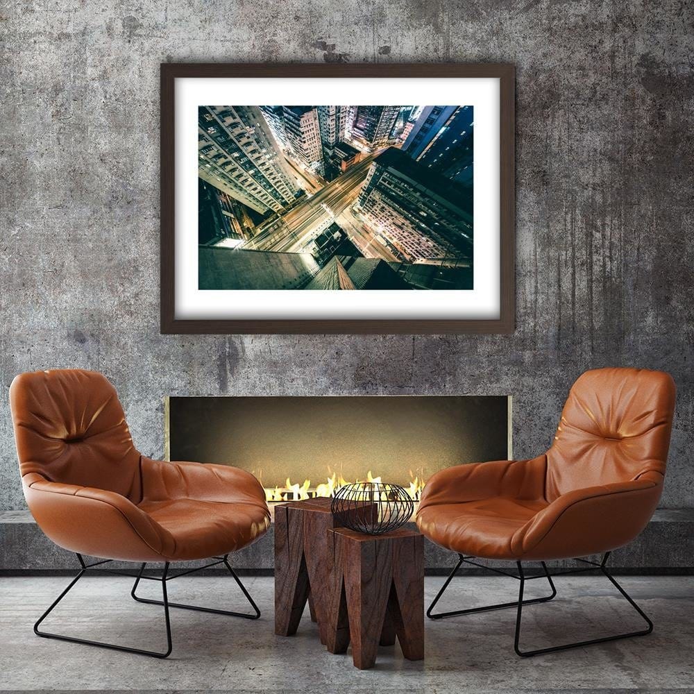 Glezna brūnā rāmī - Busy Street In The Center Home Trends DECO