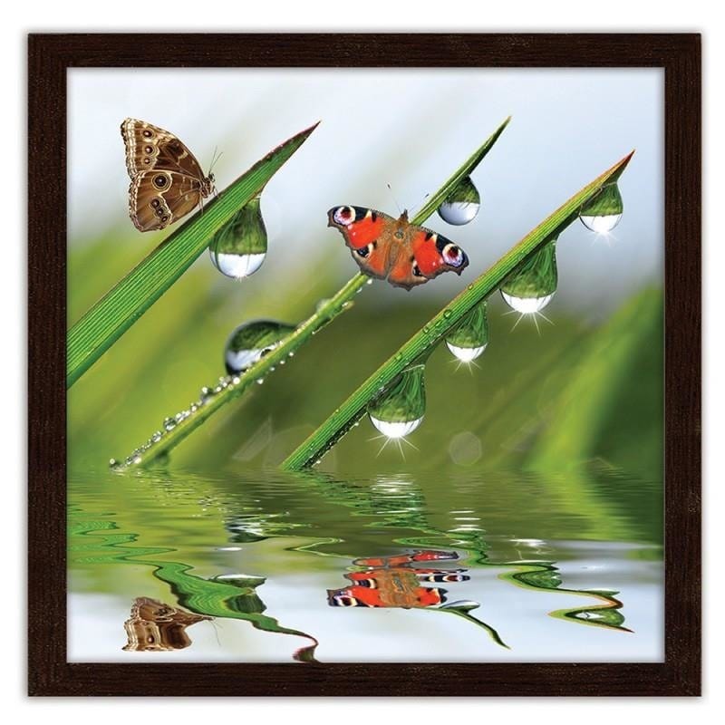 Glezna brūnā rāmī - Butterflies on the peeled grass Home Trends DECO