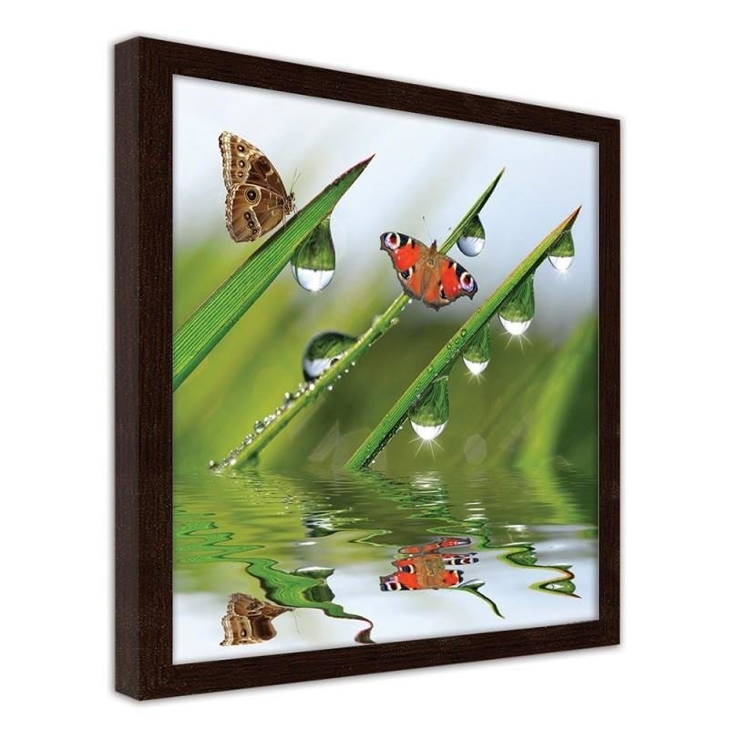 Glezna brūnā rāmī - Butterflies on the peeled grass Home Trends DECO