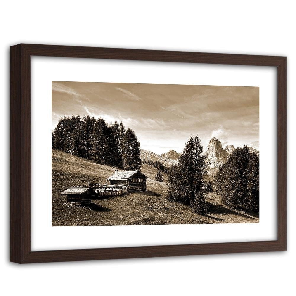 Glezna brūnā rāmī - Cabin In The Mountains 1 Home Trends DECO