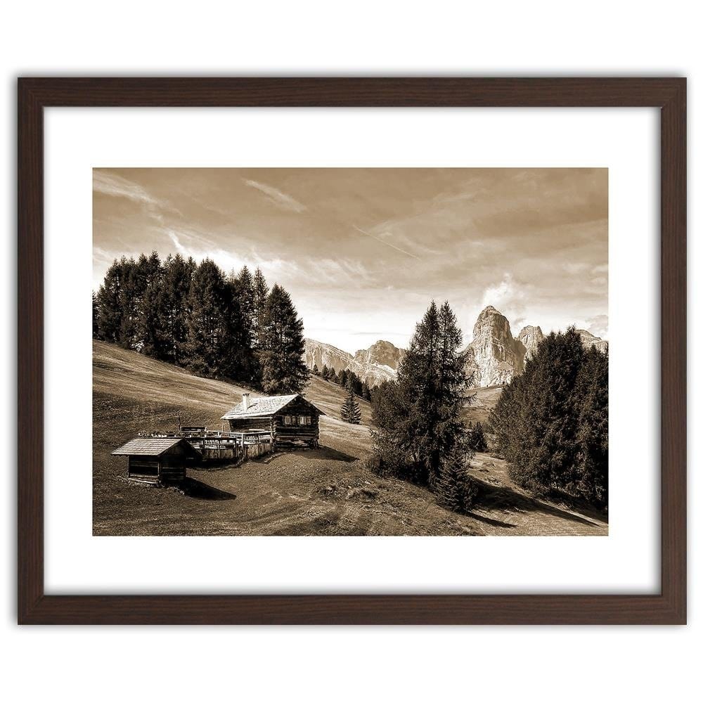 Glezna brūnā rāmī - Cabin In The Mountains 1 Home Trends DECO