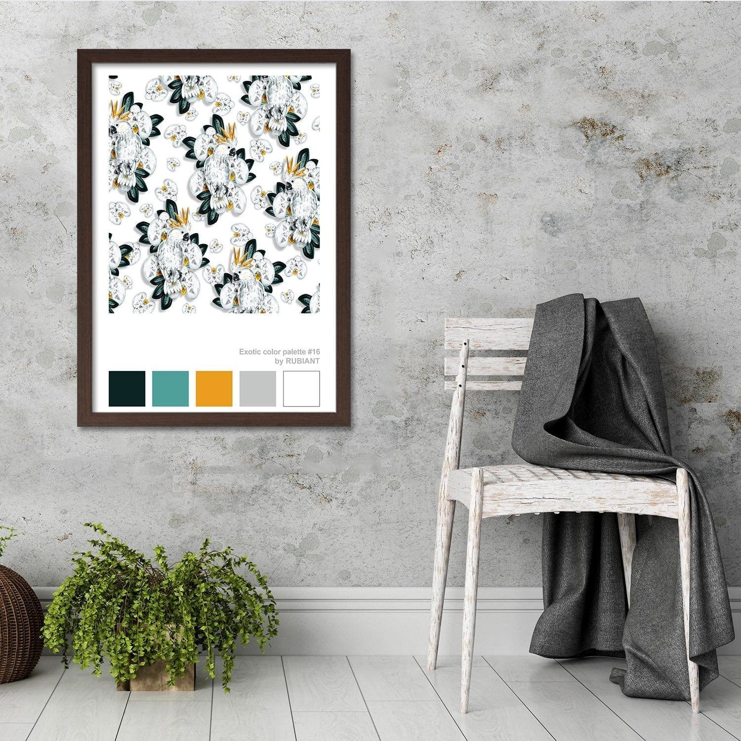 Glezna brūnā rāmī - Cacatoes White Home Trends DECO