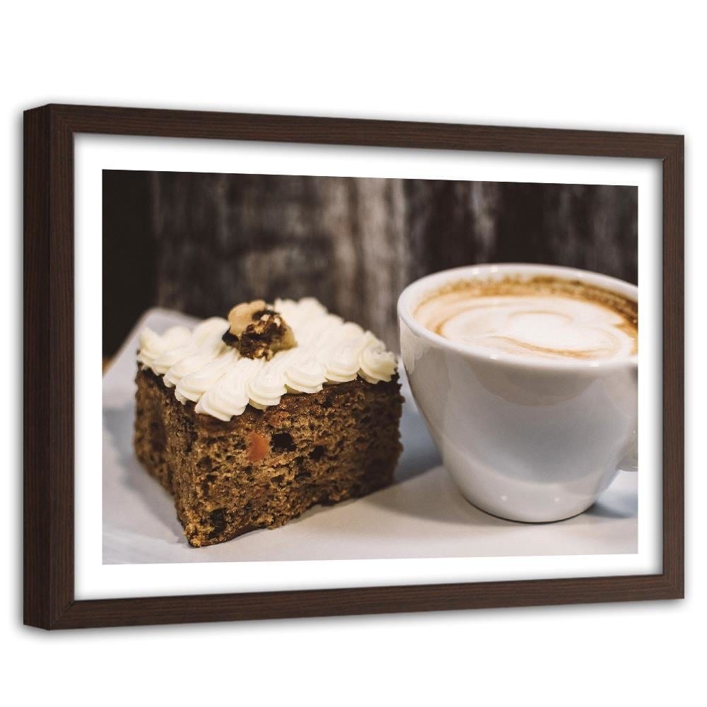 Glezna brūnā rāmī - Cappuccino And A Slice Of Cake Home Trends DECO