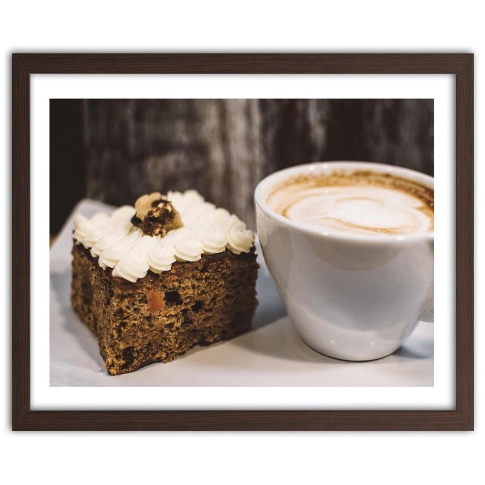 Glezna brūnā rāmī - Cappuccino And A Slice Of Cake Home Trends DECO