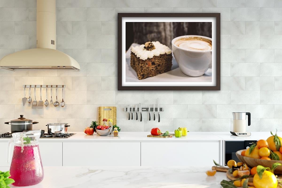 Glezna brūnā rāmī - Cappuccino And A Slice Of Cake Home Trends DECO