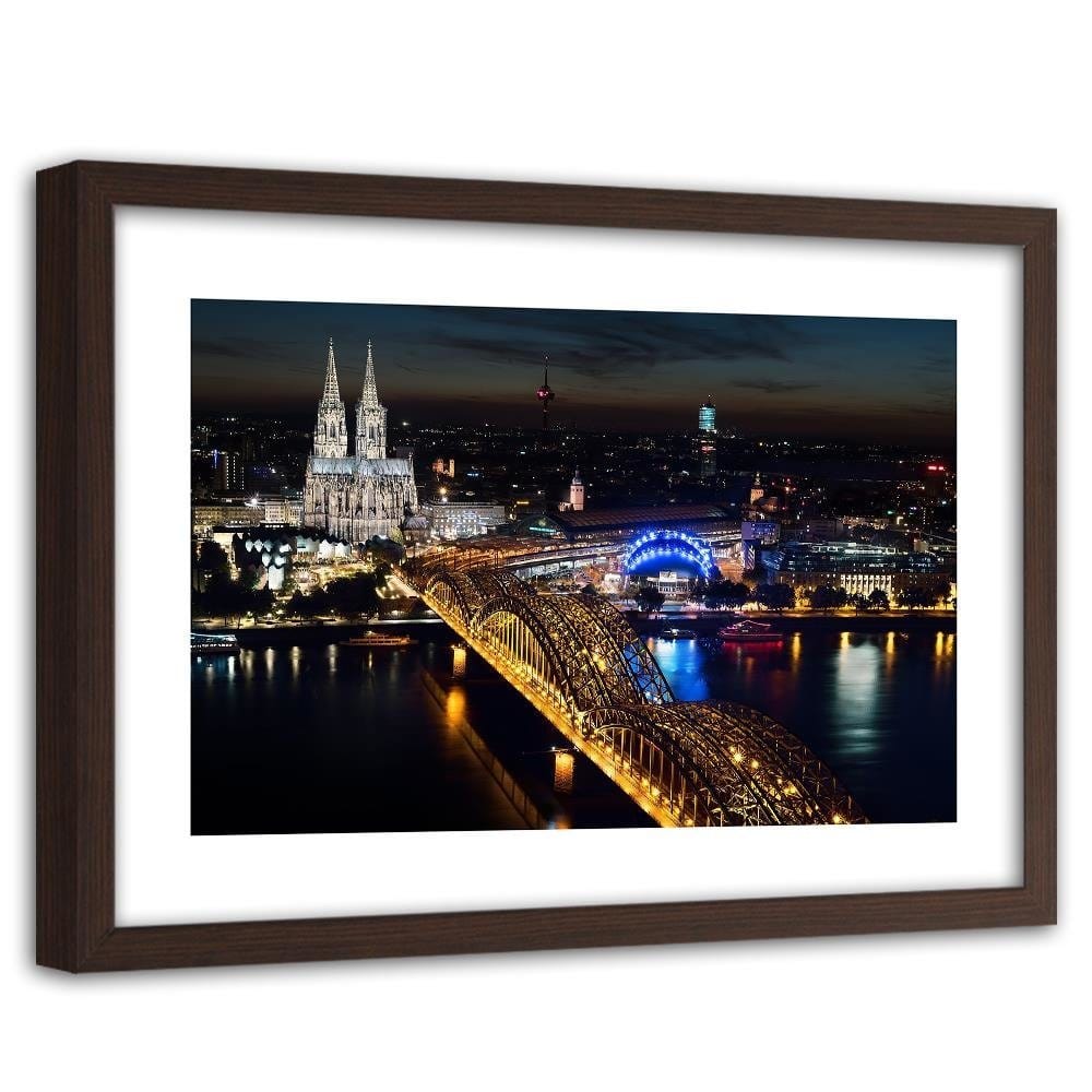 Glezna brūnā rāmī - Cathedral And Bridge Cologne Home Trends DECO