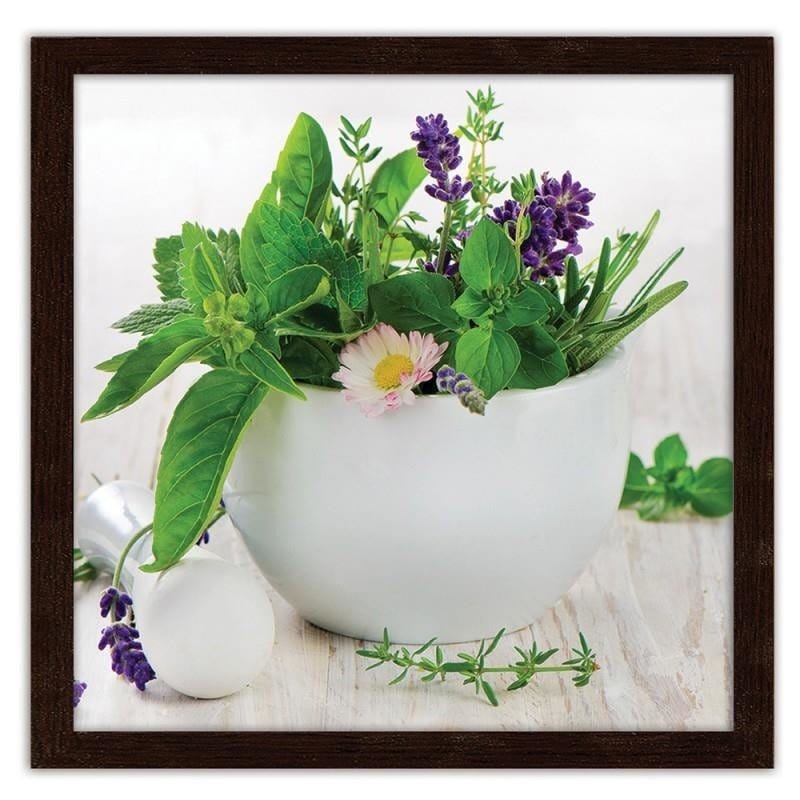 Glezna brūnā rāmī - Ceramic mortar with herbs Home Trends DECO