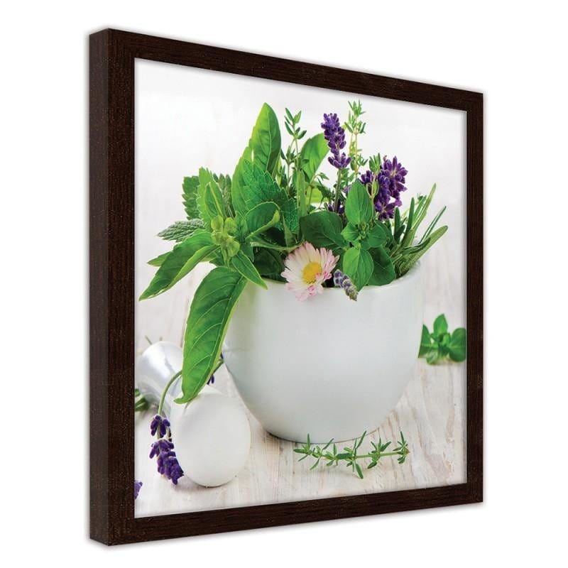Glezna brūnā rāmī - Ceramic mortar with herbs Home Trends DECO