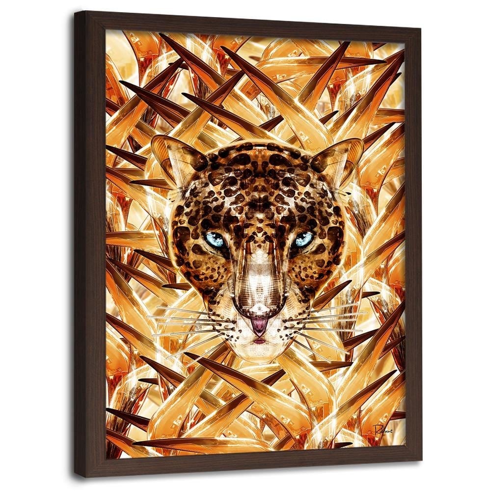 Glezna brūnā rāmī - Cheetah Image Animal Print Orange Home Trends DECO