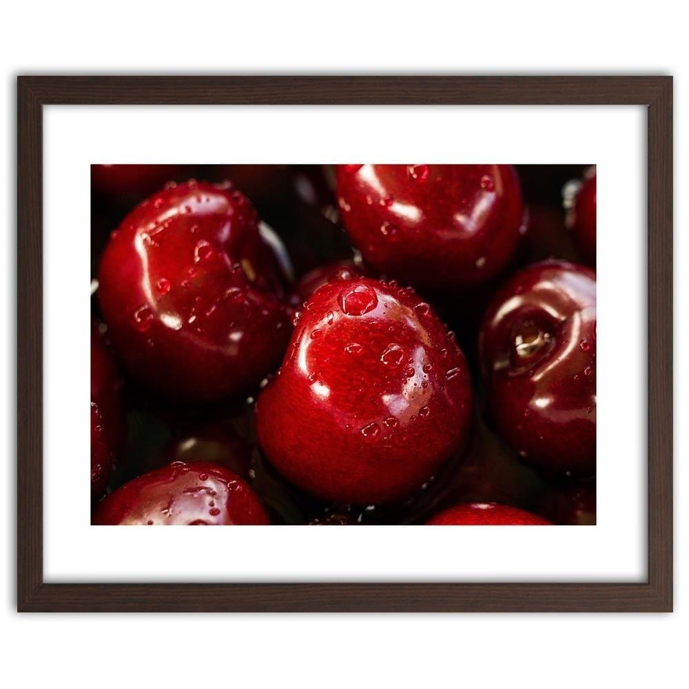 Glezna brūnā rāmī - Cherries In Water Drops Home Trends DECO