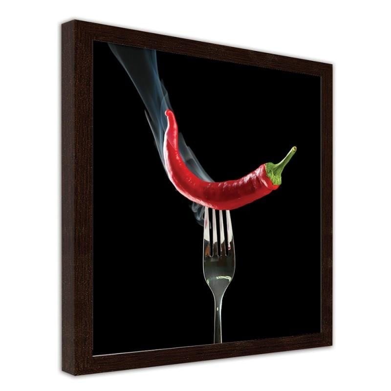 Glezna brūnā rāmī - Chili pepper on the fork. Home Trends DECO