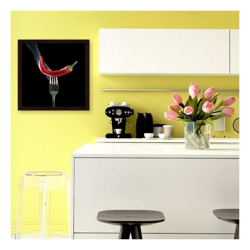 Glezna brūnā rāmī - Chili pepper on the fork. Home Trends DECO