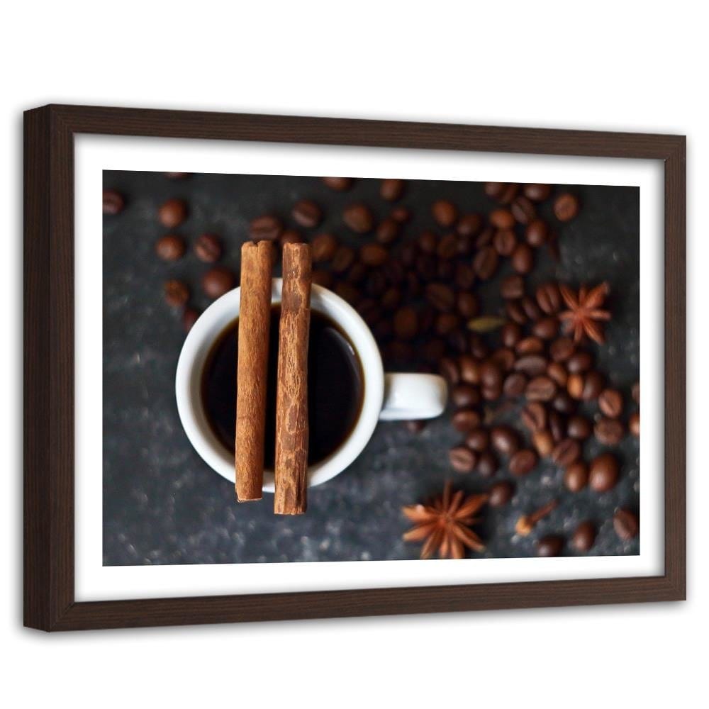 Glezna brūnā rāmī - Cinnamon Cup Of Coffee Home Trends DECO
