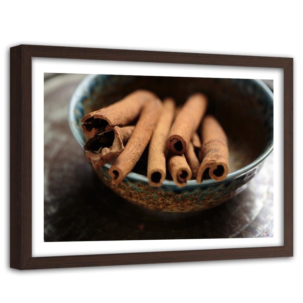 Glezna brūnā rāmī - Cinnamon Sticks In A Bowl Home Trends DECO