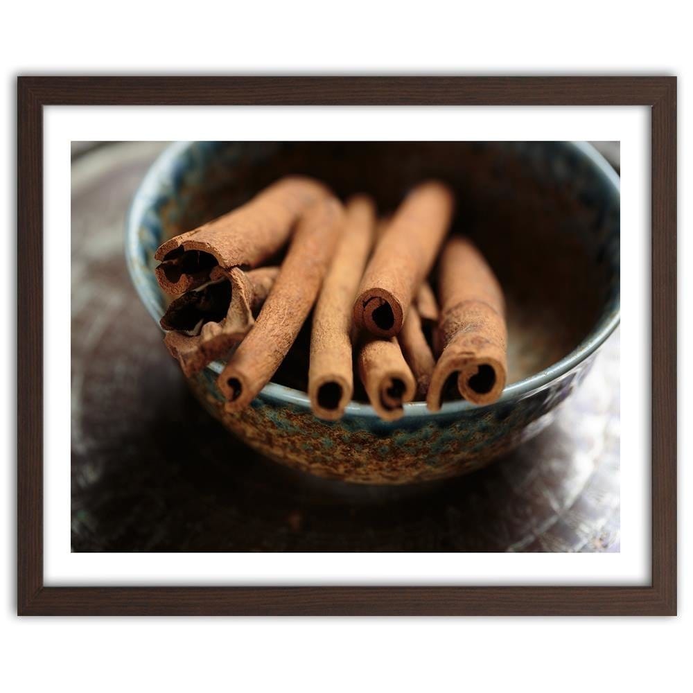Glezna brūnā rāmī - Cinnamon Sticks In A Bowl Home Trends DECO