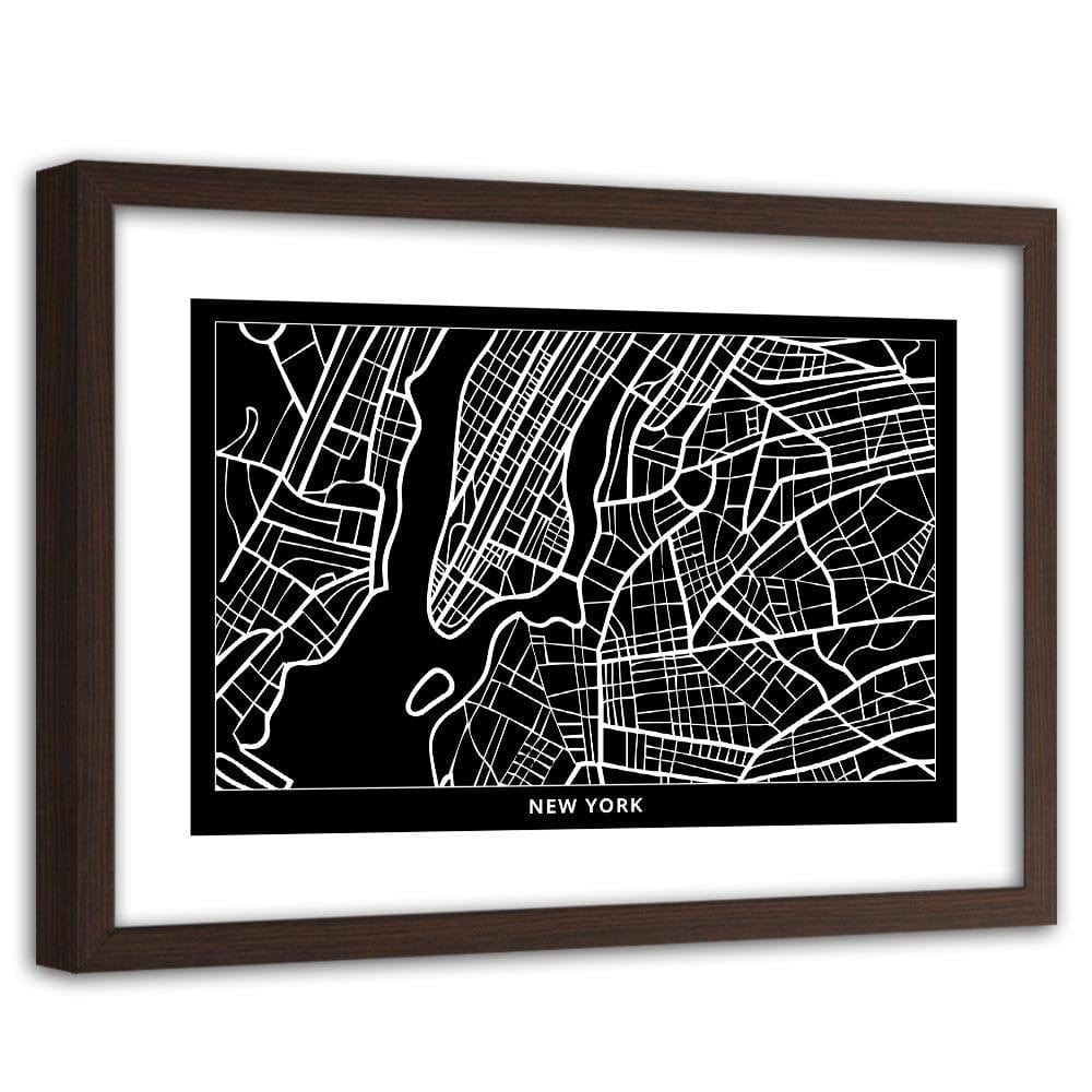 Glezna brūnā rāmī - City In New York Home Trends DECO