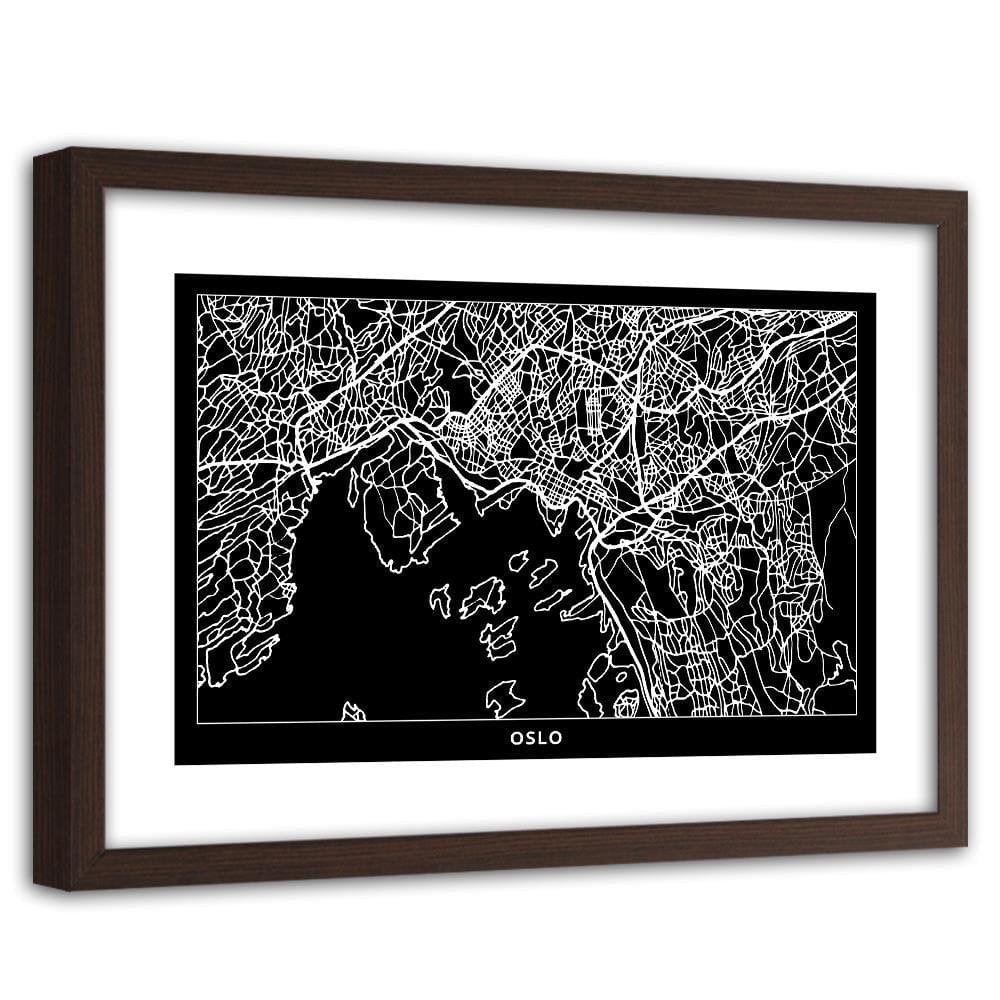 Glezna brūnā rāmī - City In Oslo Home Trends DECO