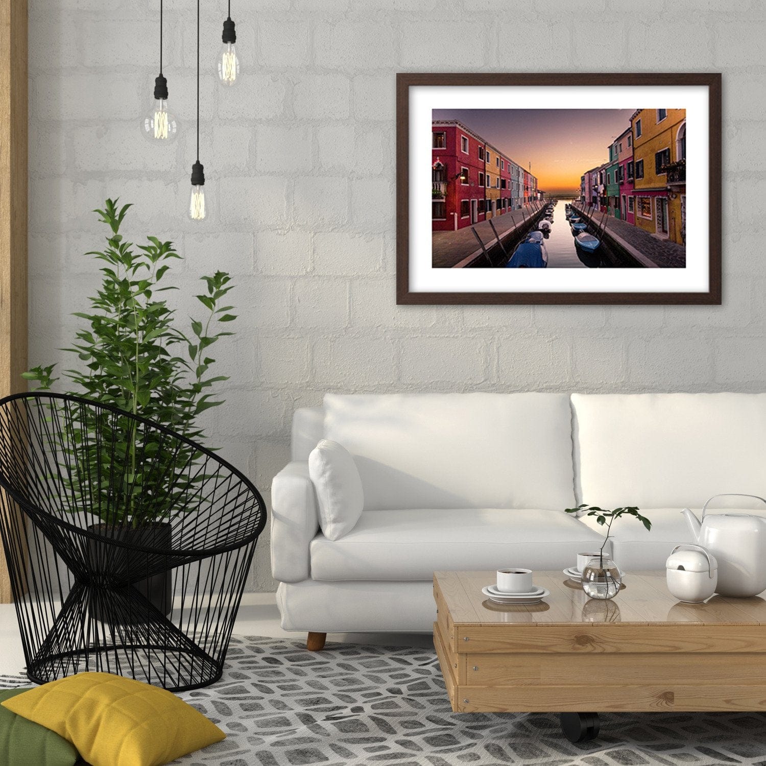Glezna brūnā rāmī - City Over The Canal Home Trends DECO