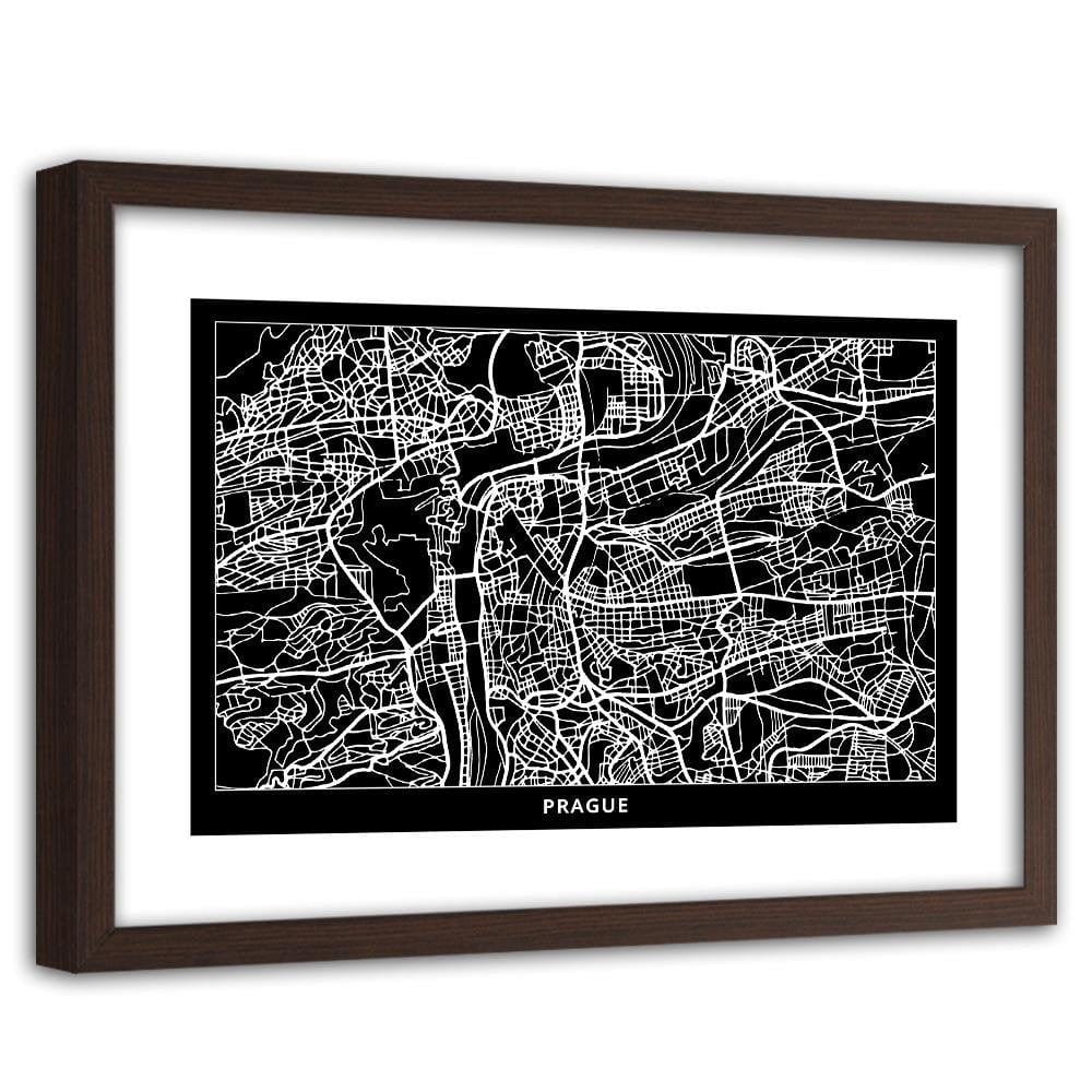 Glezna brūnā rāmī - City Plan Prague Home Trends DECO