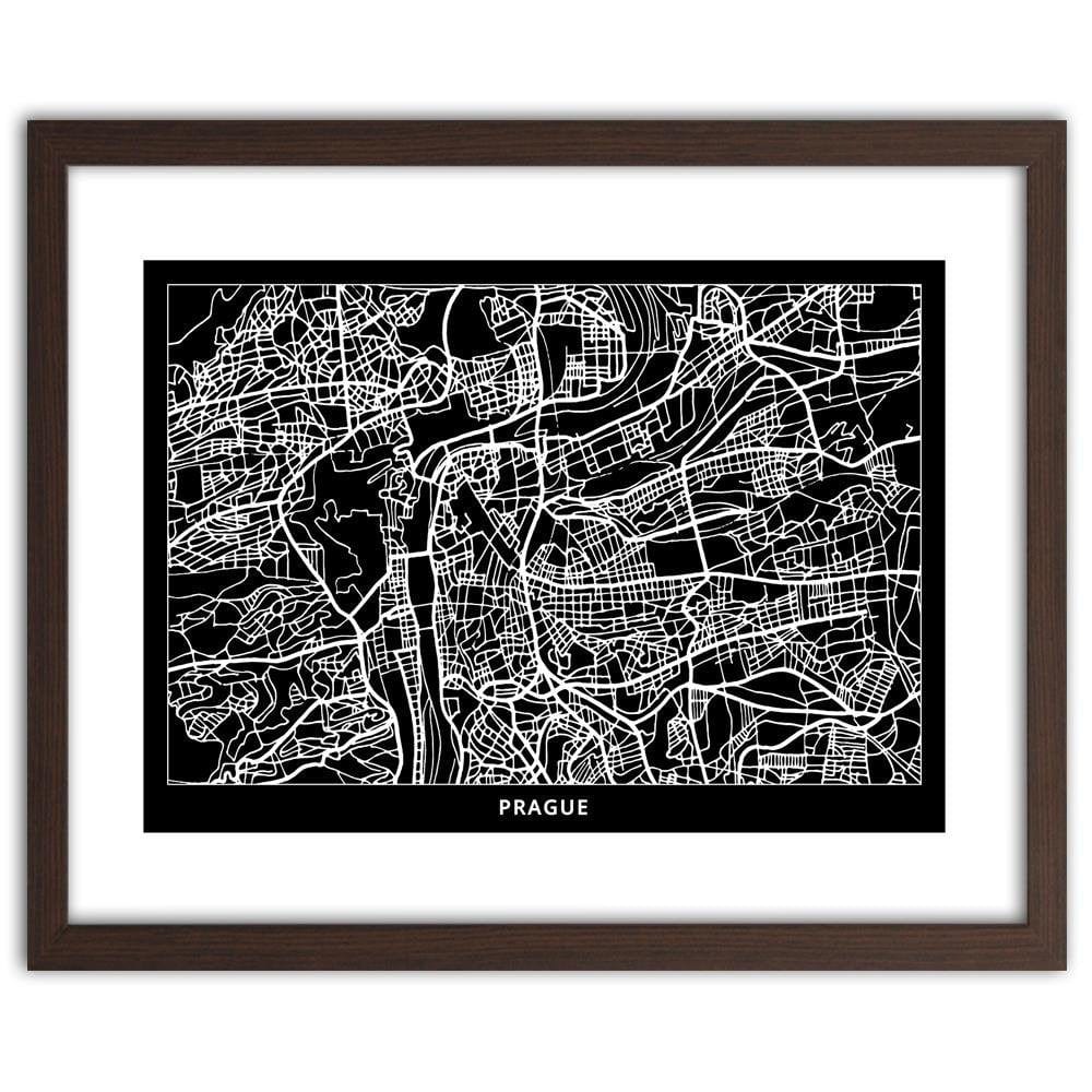 Glezna brūnā rāmī - City Plan Prague Home Trends DECO