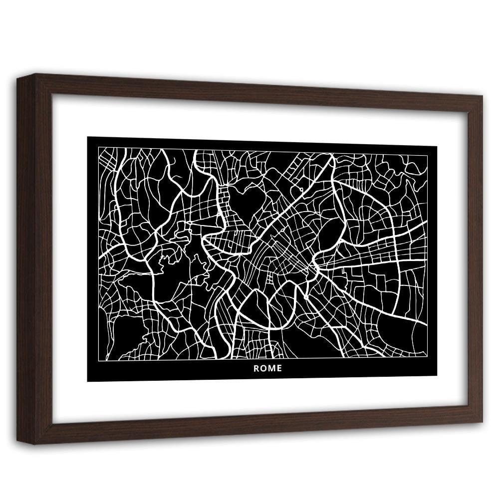 Glezna brūnā rāmī - City Plan Rome Home Trends DECO