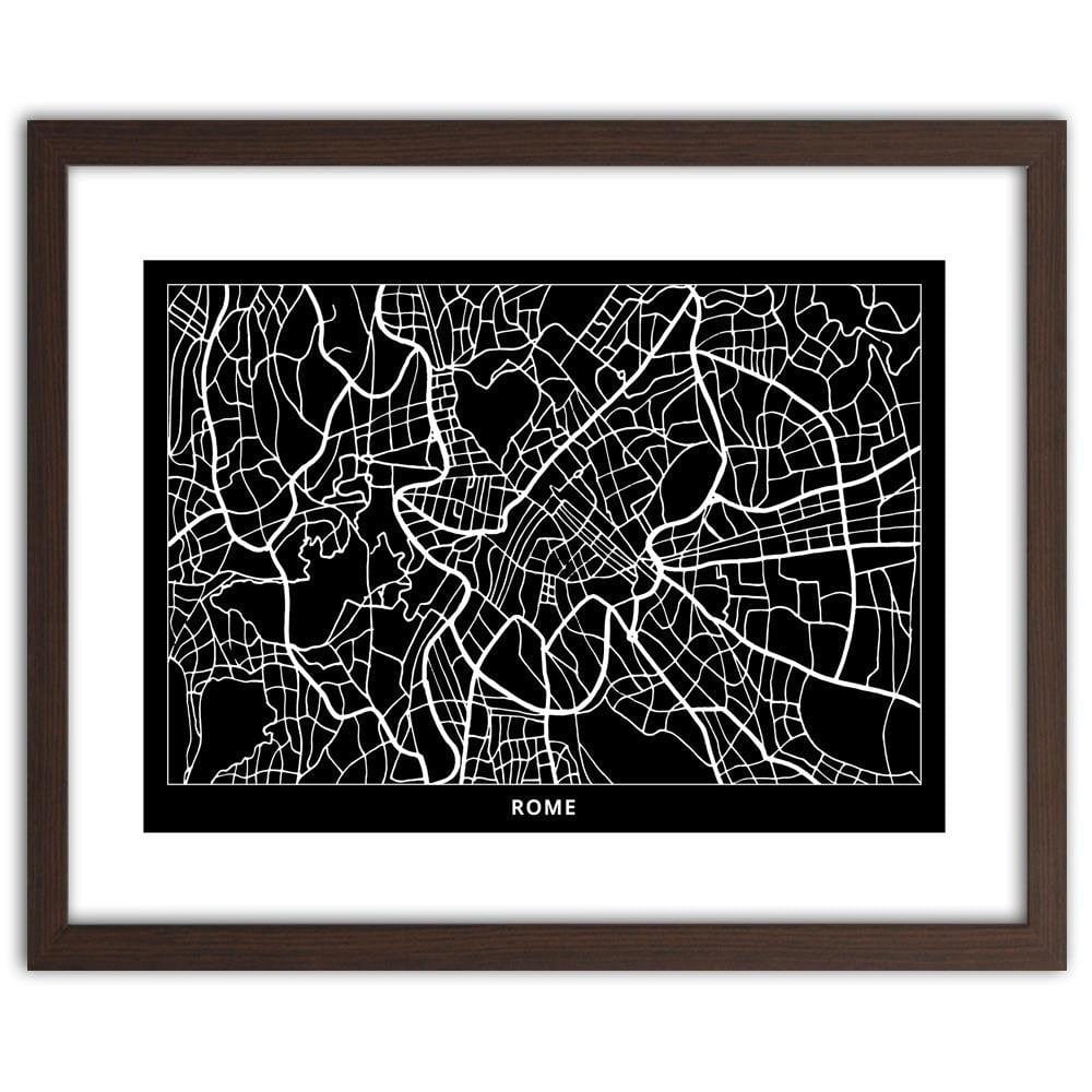 Glezna brūnā rāmī - City Plan Rome Home Trends DECO