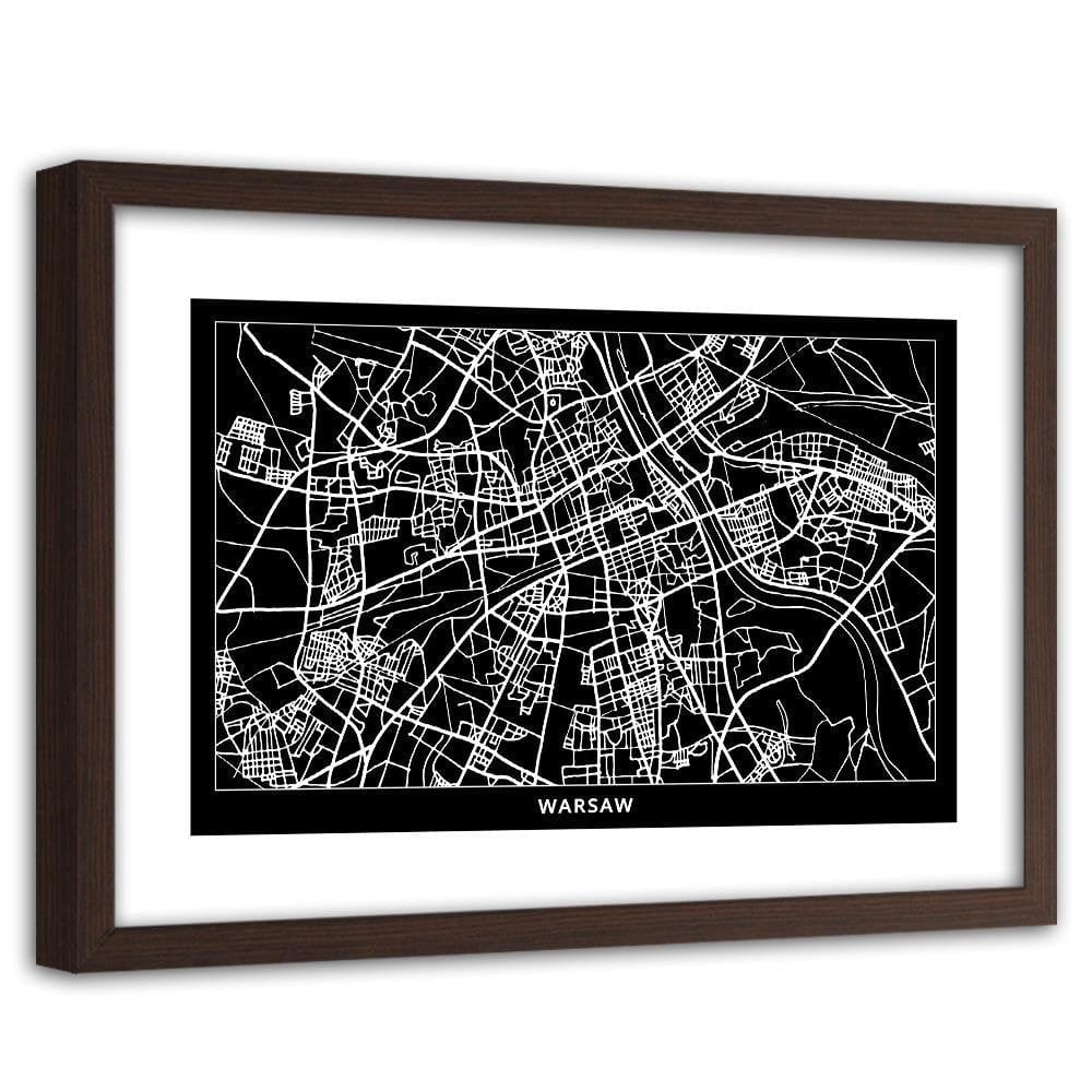 Glezna brūnā rāmī - City Plan Warsaw Home Trends DECO