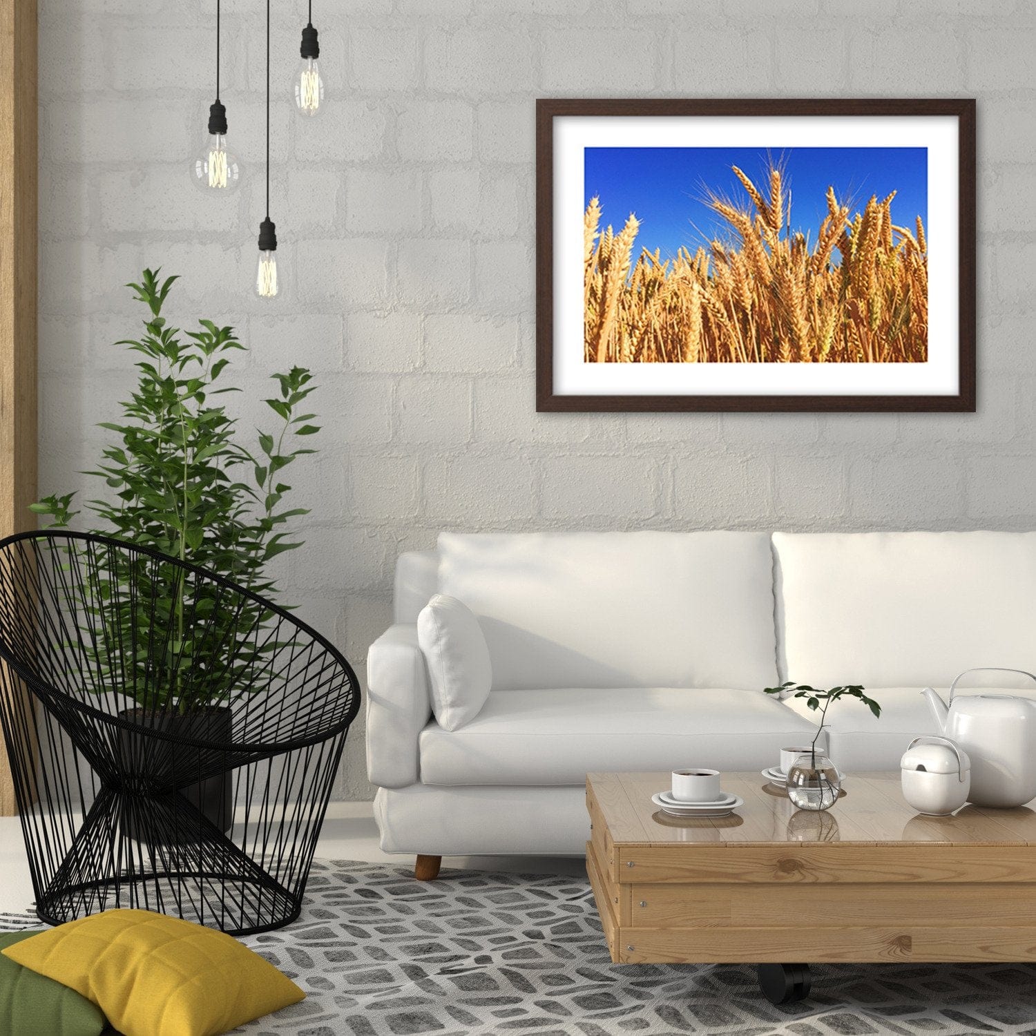 Glezna brūnā rāmī - Cloudless Sky And Grain Home Trends DECO