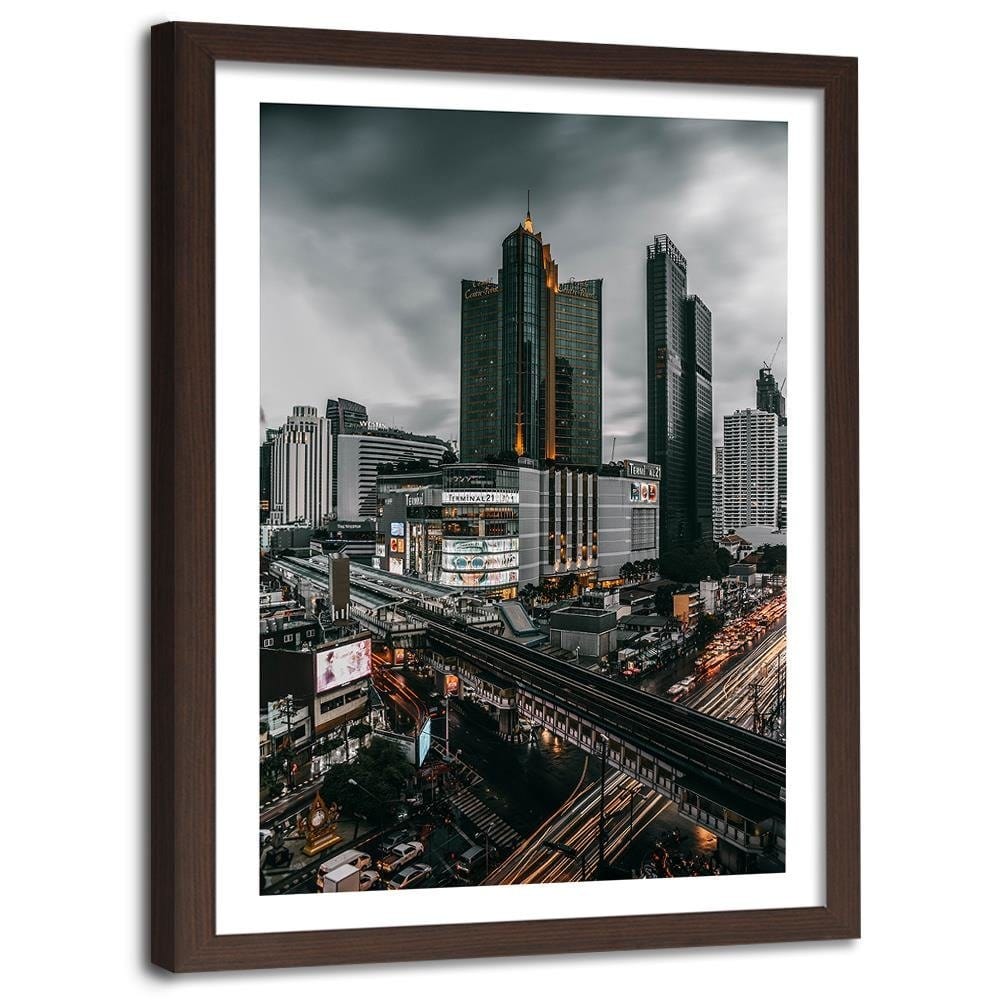 Glezna brūnā rāmī - Clouds Over The City Home Trends DECO