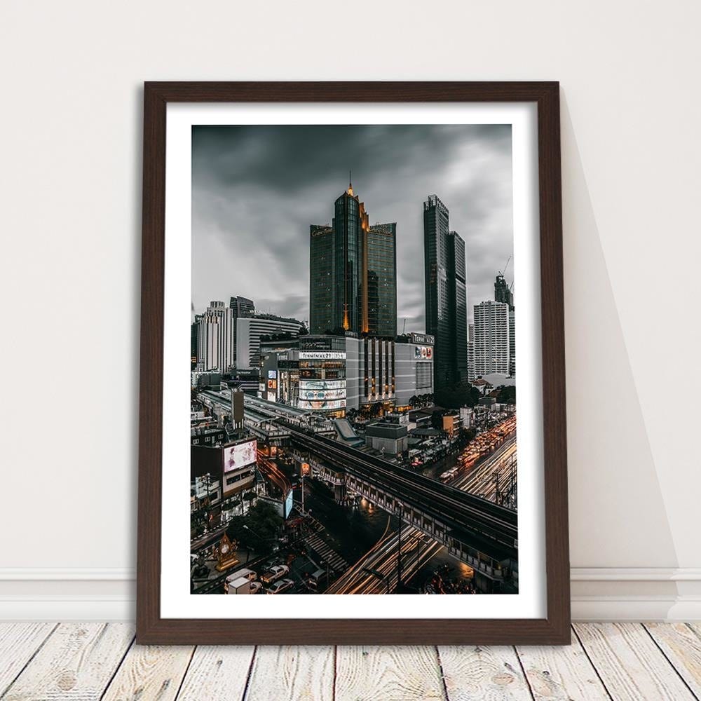 Glezna brūnā rāmī - Clouds Over The City Home Trends DECO