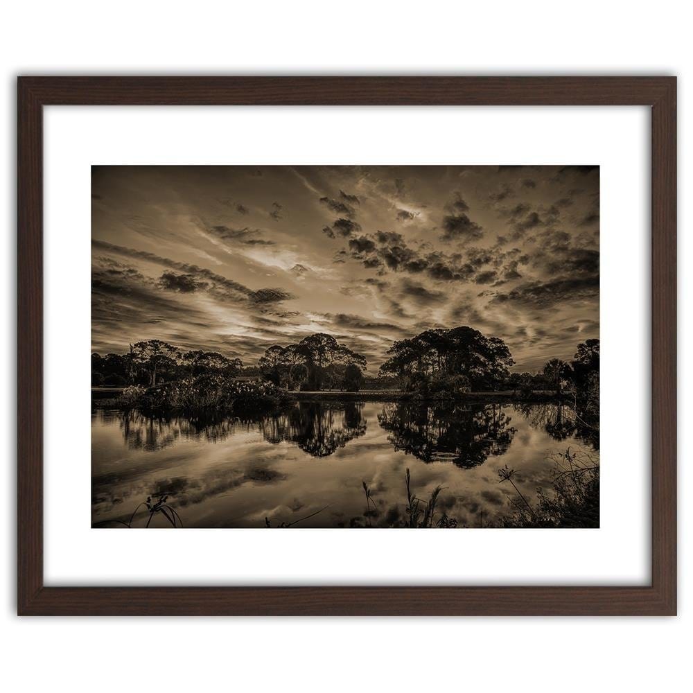 Glezna brūnā rāmī - Clouds Over The Lake 1 Home Trends DECO