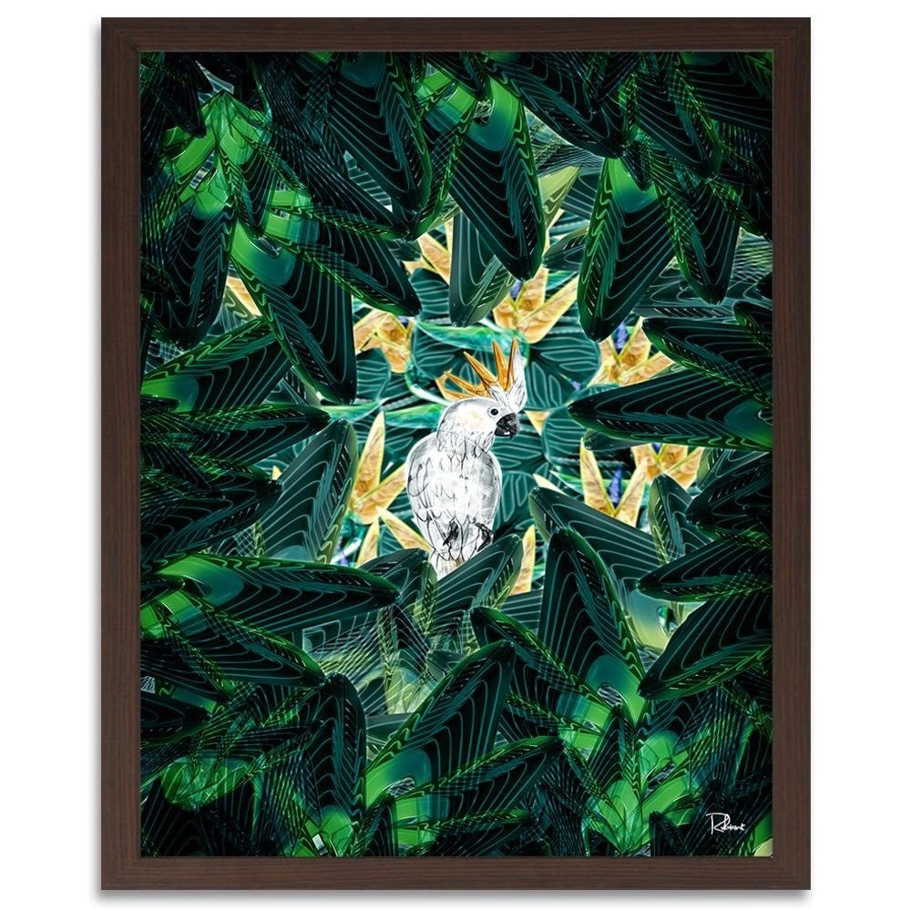 Glezna brūnā rāmī - Cockatoo Image Tropical Green Home Trends DECO