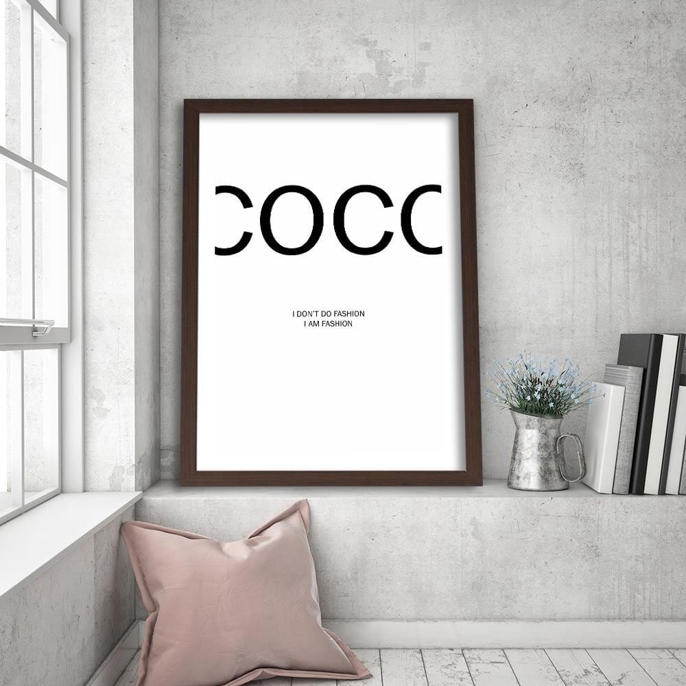 Glezna brūnā rāmī - Coco Chanel Quote Home Trends DECO