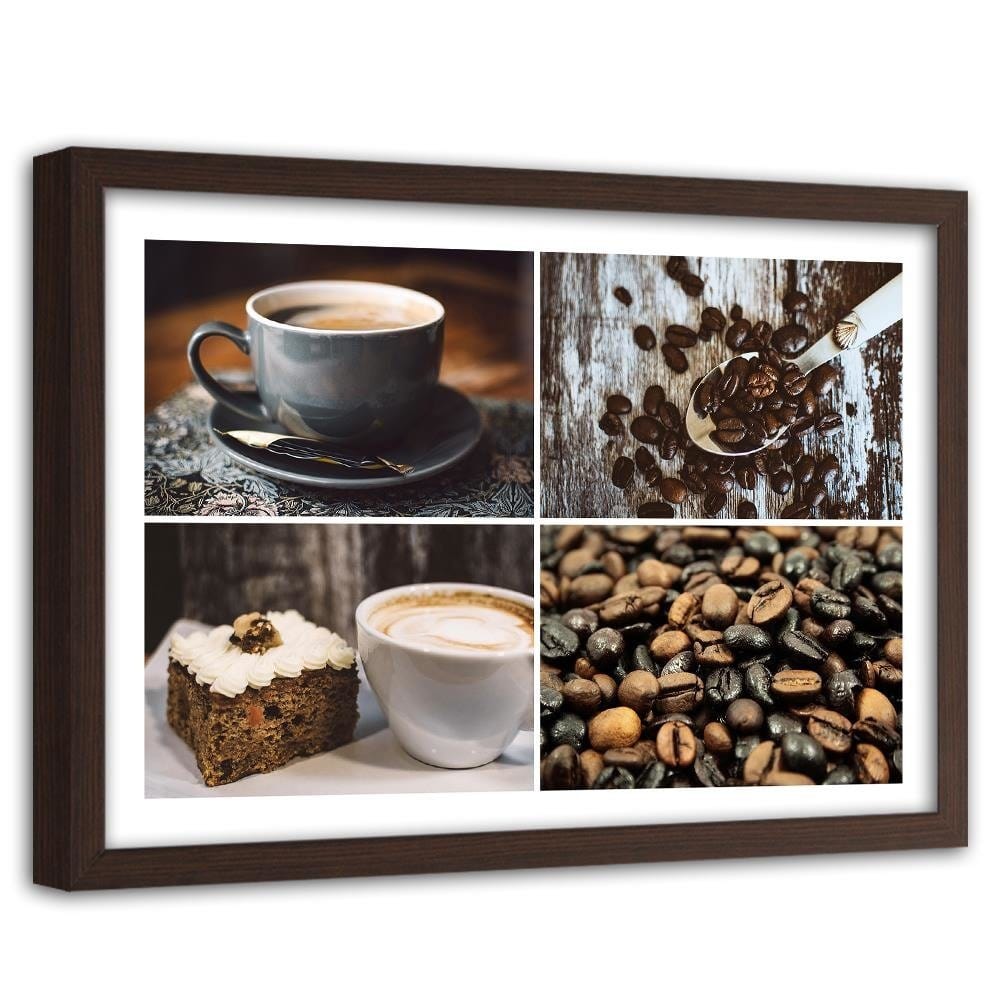 Glezna brūnā rāmī - Coffee Beans And Cake Home Trends DECO