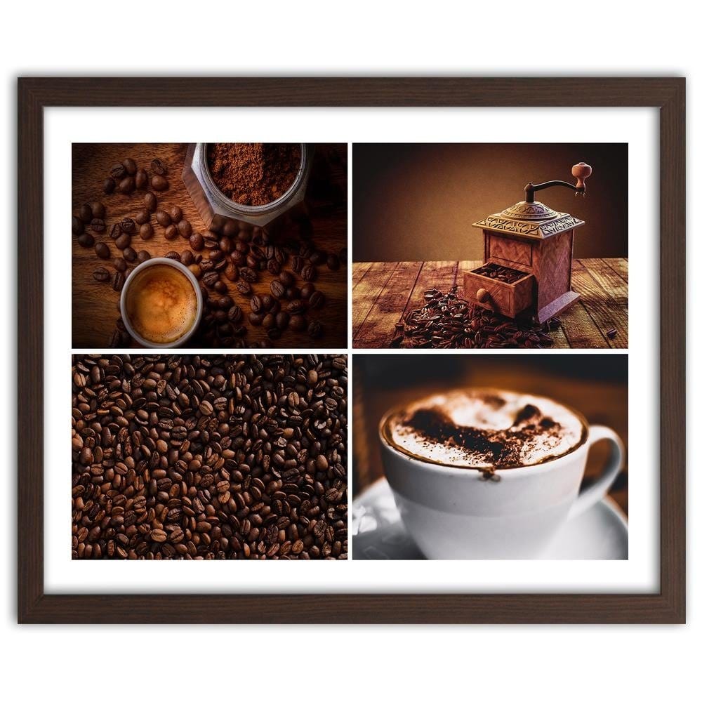 Glezna brūnā rāmī - Coffee Beans And Coffee Grinder Home Trends DECO