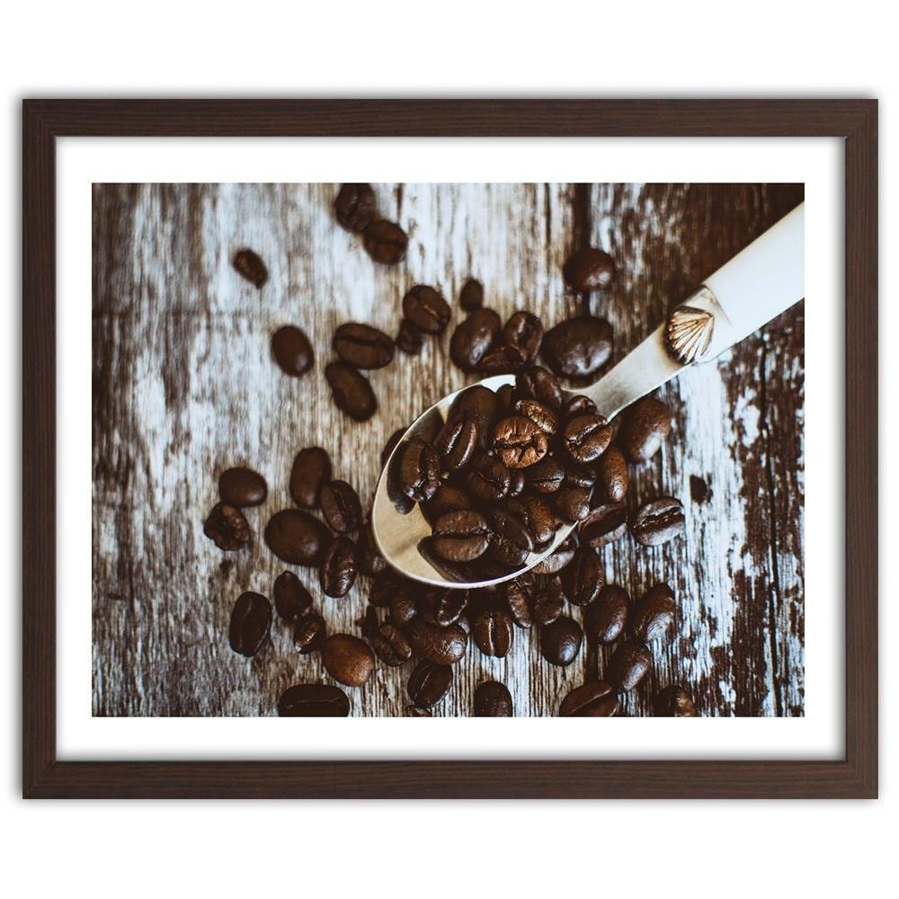 Glezna brūnā rāmī - Coffee Beans On A Spoon Home Trends DECO