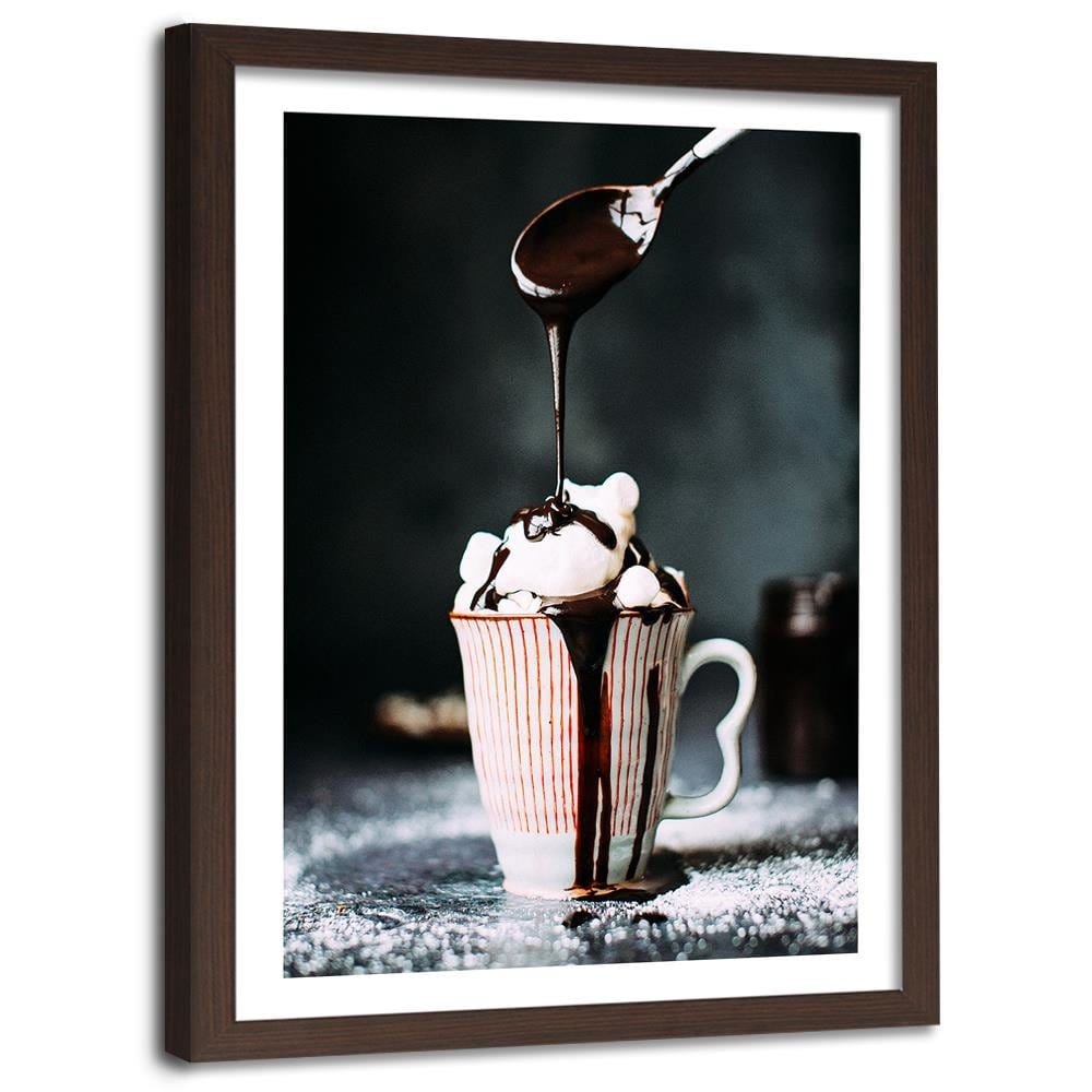 Glezna brūnā rāmī - Coffee With Marshmallows Home Trends DECO