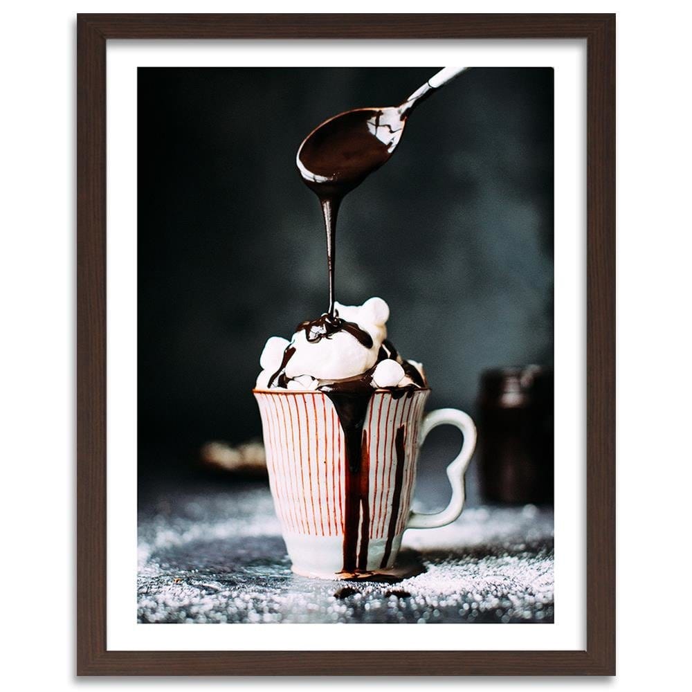 Glezna brūnā rāmī - Coffee With Marshmallows Home Trends DECO