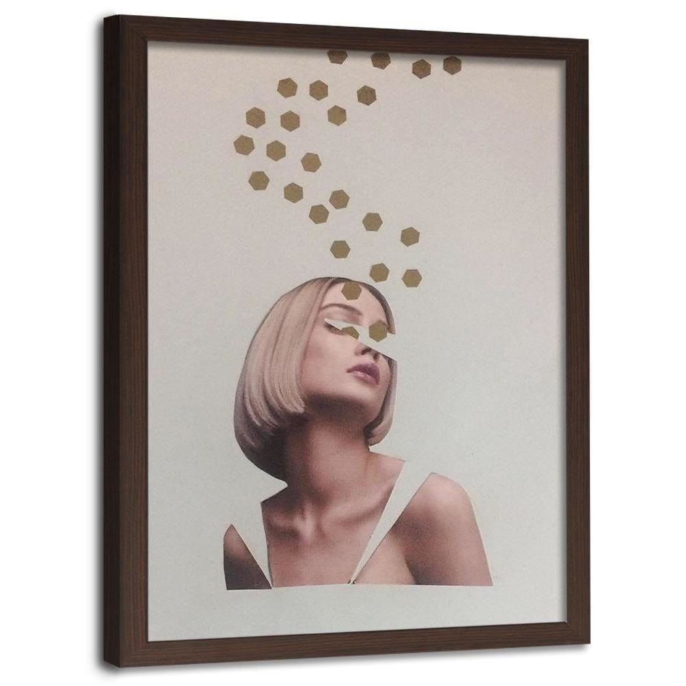 Glezna brūnā rāmī - Collage Woman Portrait Image Beige Home Trends DECO