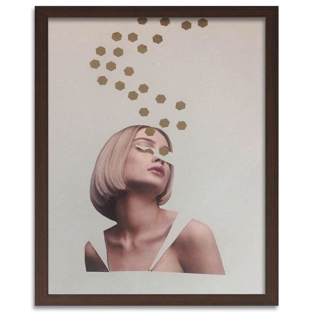 Glezna brūnā rāmī - Collage Woman Portrait Image Beige Home Trends DECO