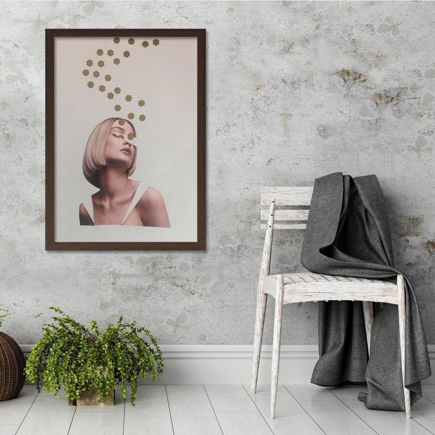 Glezna brūnā rāmī - Collage Woman Portrait Image Beige Home Trends DECO
