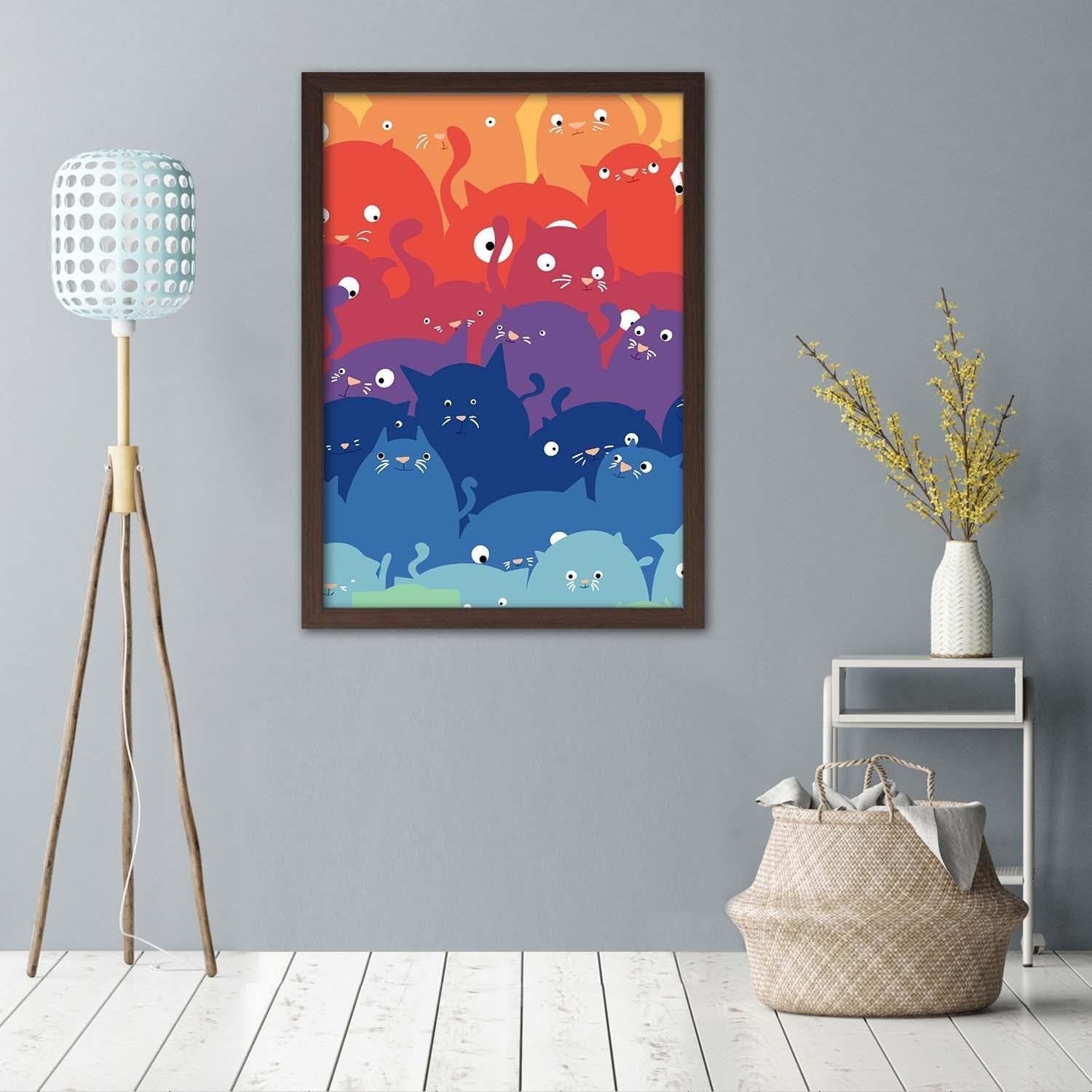 Glezna brūnā rāmī - Colored Cats  Home Trends DECO